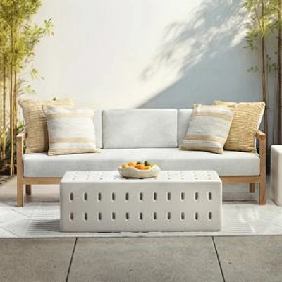 Ondine 47" Rectangular Outdoor Concrete Coffee Table, White