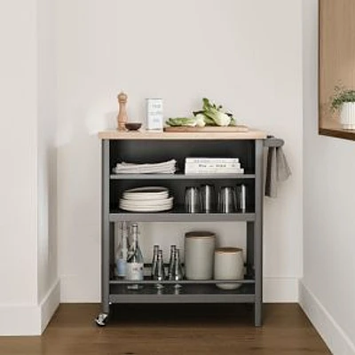 Kaden Kitchen Rolling Cart, Charcoal Slate