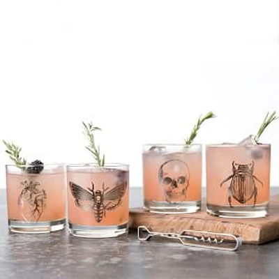 Spooky Whiskey Glassware Set Of 4 Silver