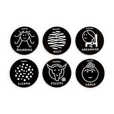 Herstory of Art Coasters, MDF, Black & White, Set of 6