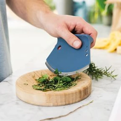 Leo 2 Piece 6.25" Bamboo Herb Cutter Set, Blue