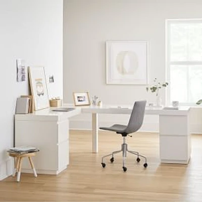 Parsons L-Shaped Desk + 2 File Cabinets Set