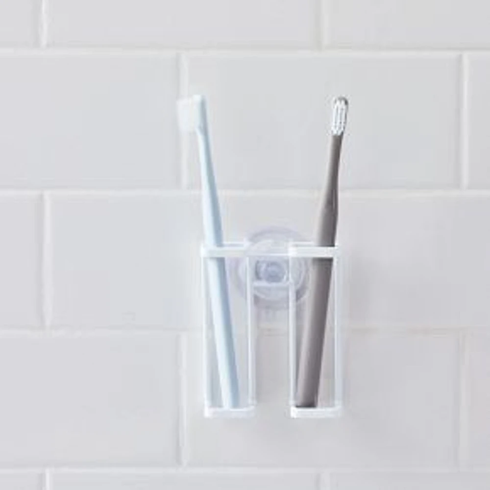 Yamazaki Suction Cup Toothbrush Holder, White