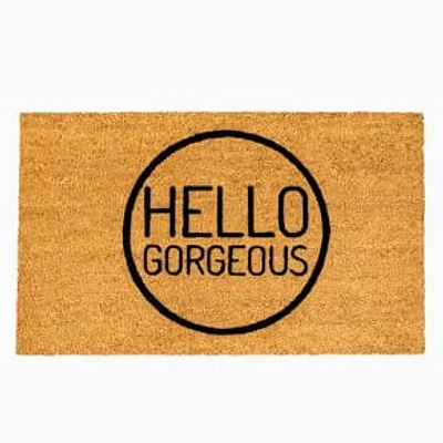 Hello Gorgeous Doormat, 18x30, Black