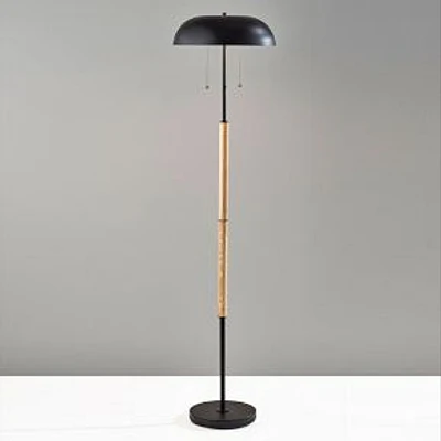 Everett Floor Lamp, Natural Wood & Black