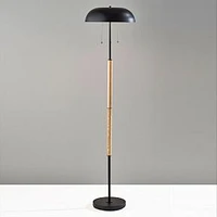 Everett Floor Lamp, Natural Wood & Black