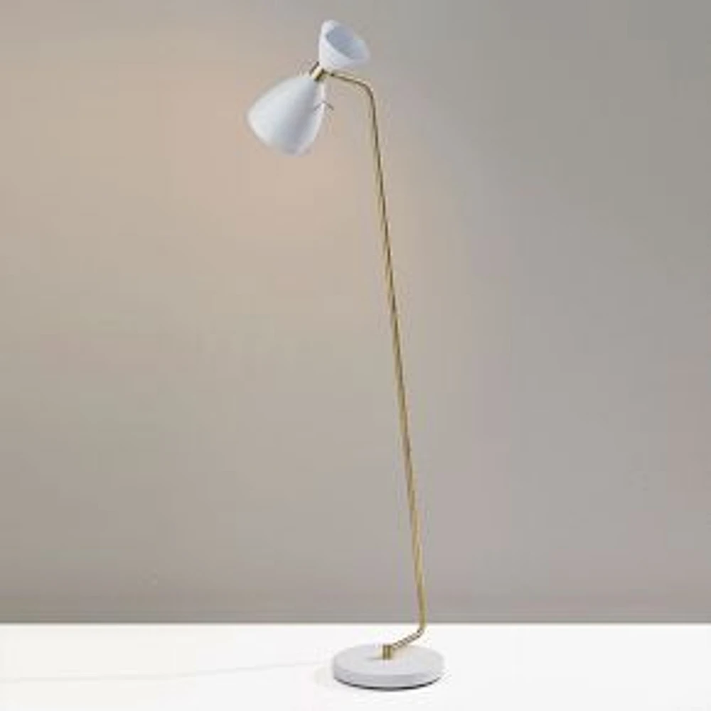 Oscar Floor Lamp, White w. Antique Brass