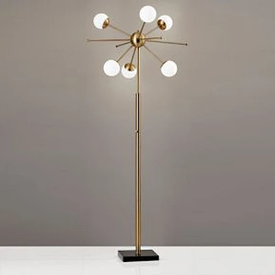 Doppler LED Floor Lamp, Antique Brass