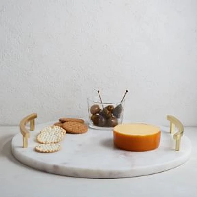 Marble + Brass Round Cheese Board, Gold