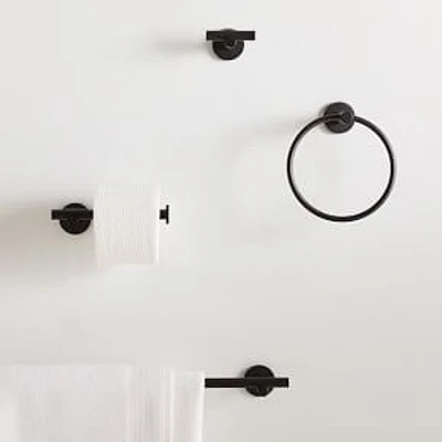 Modern Overhang Bath Hardware, Towel Ring, Matte Black