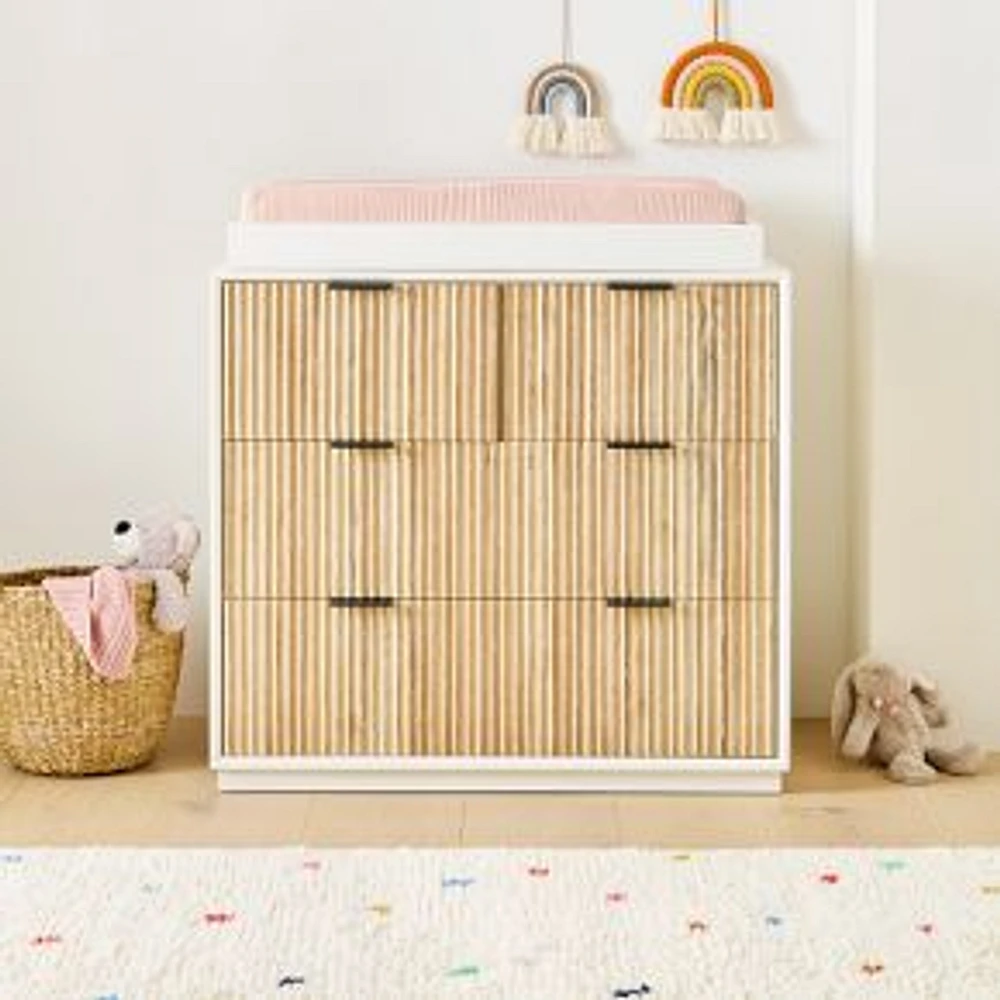 Quinn Narrow Dresser  Changing Table Pack White/Rubberwood