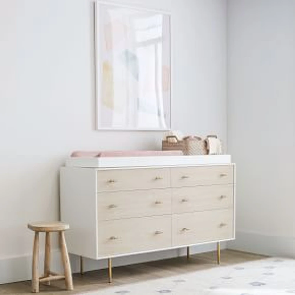 Modernist Changing Table Pack, 6 Drawers, White + Winter Wood, WE Kids