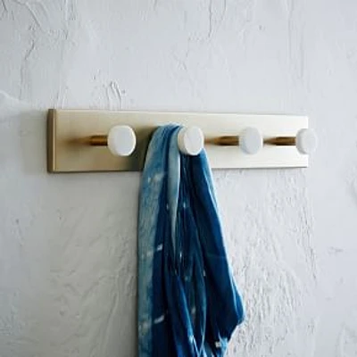 Deco Marble Hook, Marble + Antique Brass