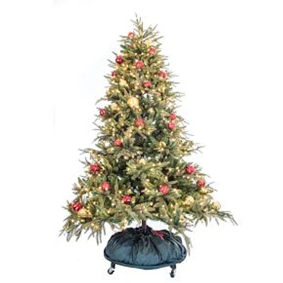 Decorated Upright Tree Storage Bag w/ Rolling Tree Stand