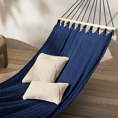 Double Weave Hammock w/ Spreader Bar, Navy Blue