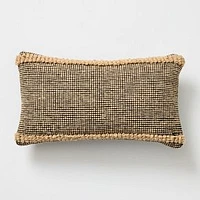 Outdoor Knotted Border Pillow, Black, 12x21