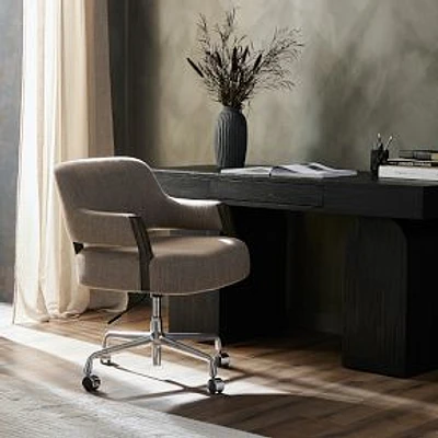 Otieno Desk Chair-Alcala Fawn-Warm Nettlewood-Polished Aluminum