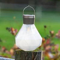 Solar Gem Cut Glass Lantern, Milk