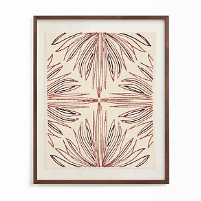 Modern Botanical, Walnut Wood Frame, Textile, 24x30