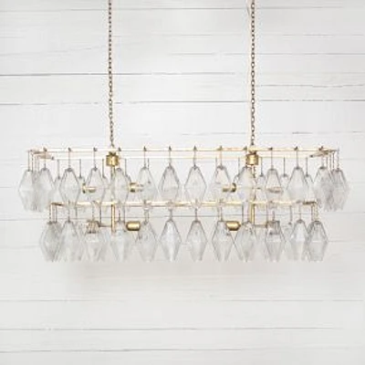 Grand Waterfall Chandelier – Rectangular, Gold Leaf