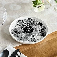 Marimekko Oiva Siirtolapuutarha Salad Plate, Black and White, Each