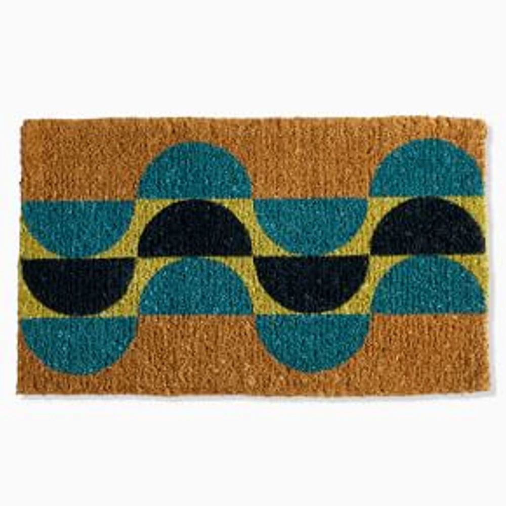 Half Circles Doormat, 18x30, Blue Teal