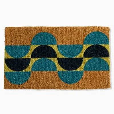 Half Circles Doormat, 18x30, Blue Teal