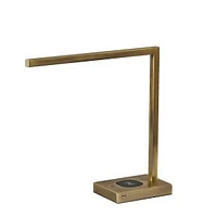 Angular LED Charging Desk Lamp, Antique Brass