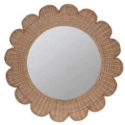 Zachery Rattan Wall Mirror, 34" Diam