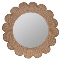 Zachery Rattan Wall Mirror, 34" Diam