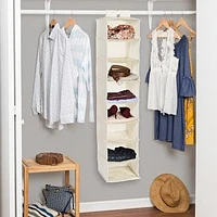 8-Shelf Hanging Organizer, 12.1"SQ x 54.1"H, Cotton, Natural