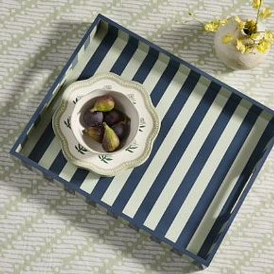 Rhode Stripe Lacquer Tray, 14x18