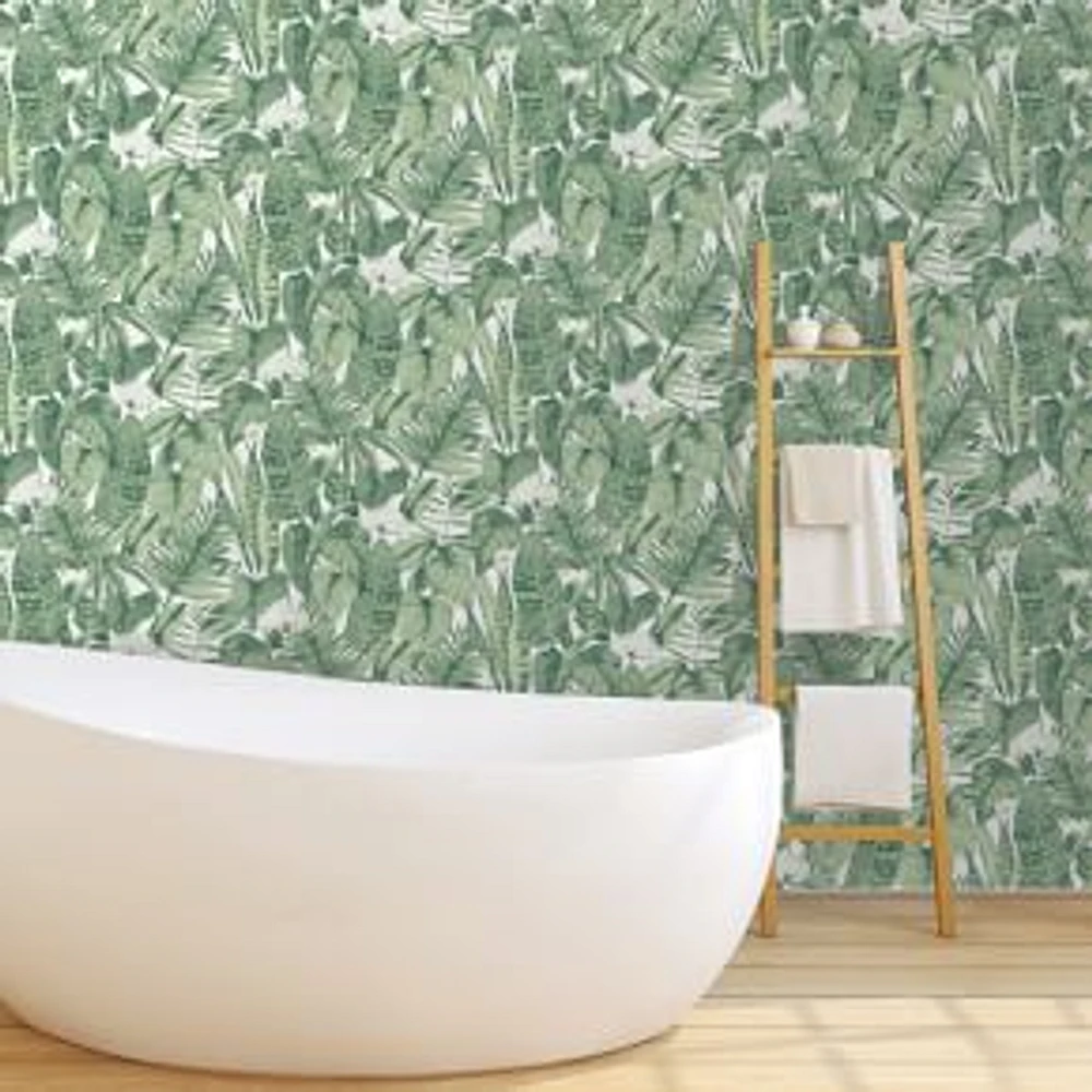 Tempaper Peel & Stick Tropical Wall Paper, Jungle Green