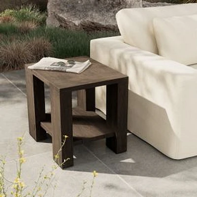 Reed Outdoor Side Table, Stained Heritage Brown-FSC