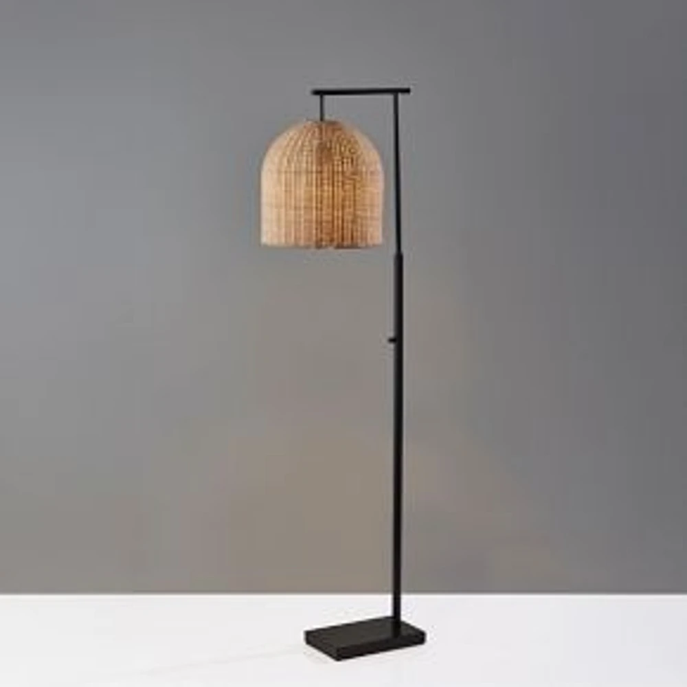 Louisa Floor Lamp, 58"H, Dark Bronze/Light Rattan