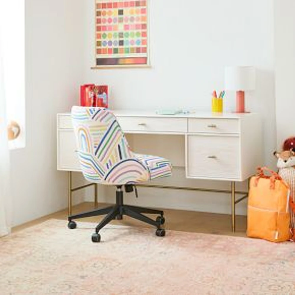 Modernist Storage Desk White/Winterwood