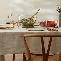 Serve Salad Set & Oak Base, 10.75in, Clear