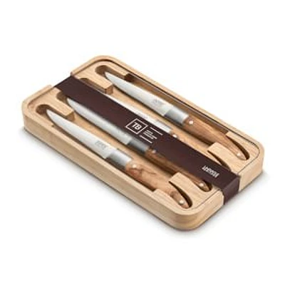 Tarrerias-Bonjean, Laguiole Expression 4 Piece Steak Knife Set , Olive wood handle