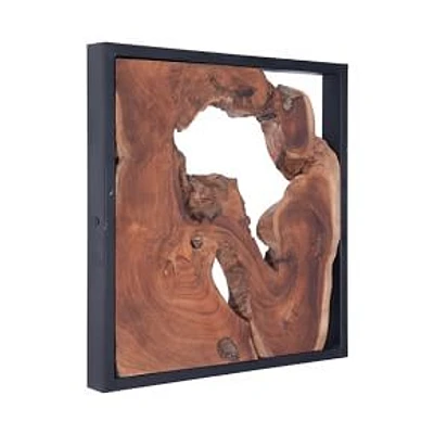 Framed Slice Teak Wood Wall Art