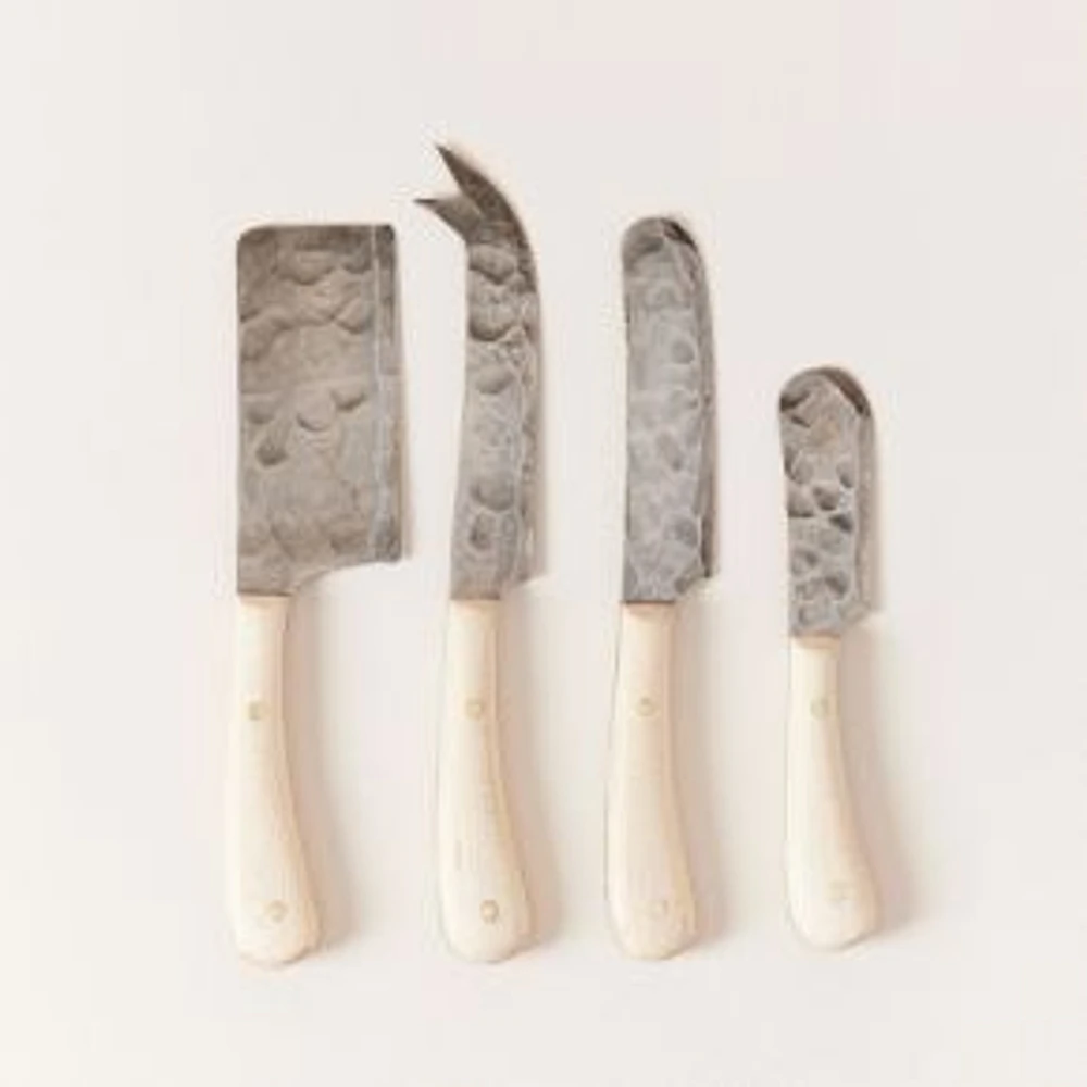 Artisan Forged Cheese Knives, Beech