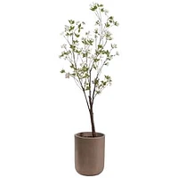 Faux Potted Blossom Tree, 7.5', Green