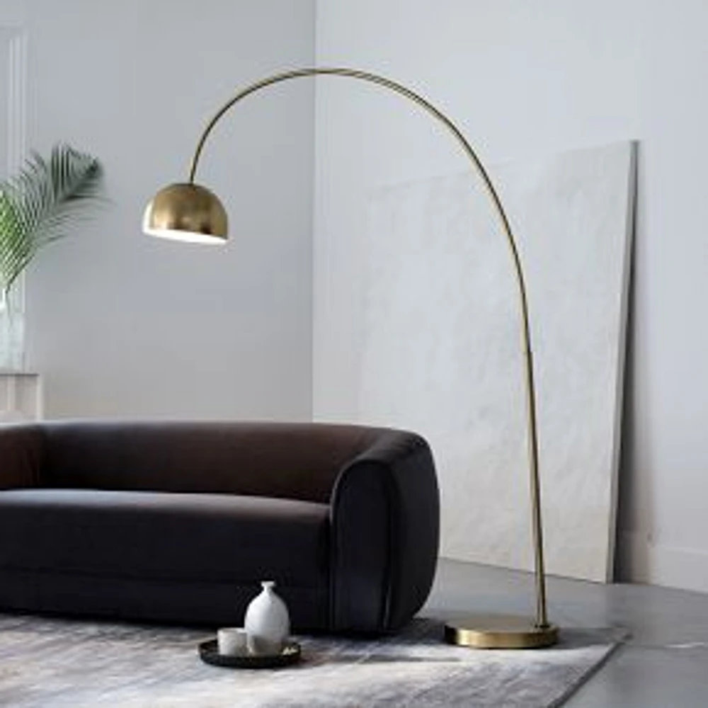 Metal Shade Overarching Floor Lamp Antique Brass  (80")