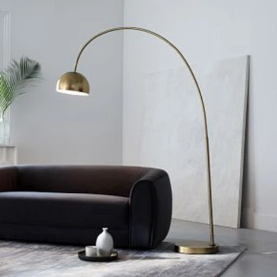 Metal Shade Overarching Floor Lamp Antique Brass  (80")