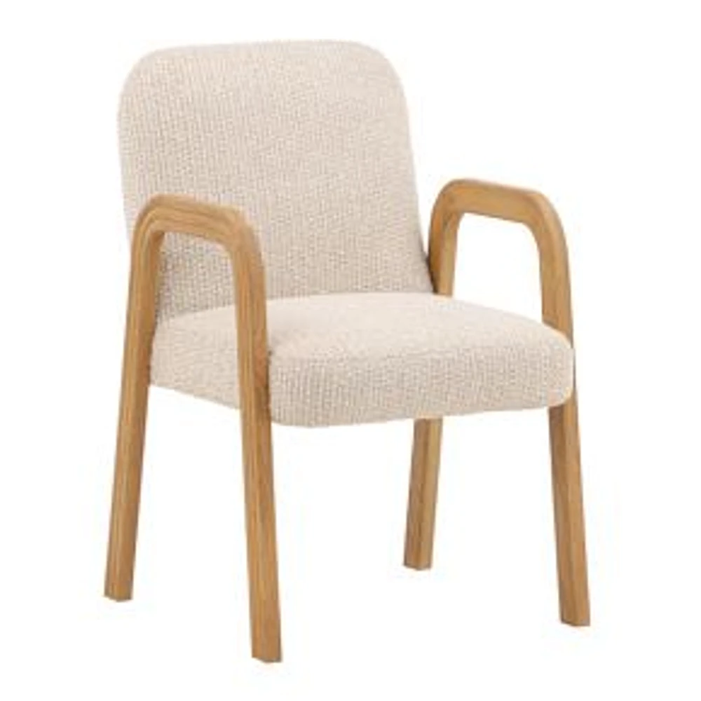 Bainbridge Polyester And Natural Oak Wood Dining Chair, Sand