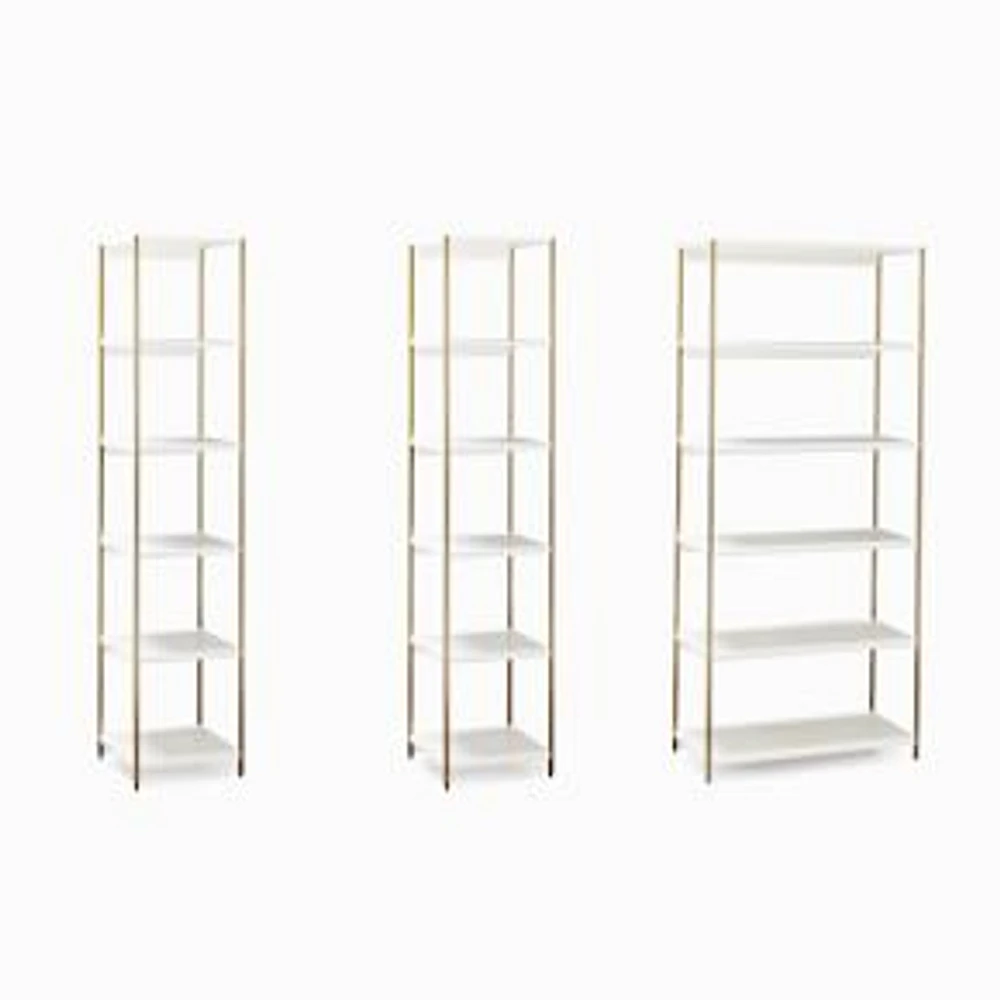 Zane Wide Bookshelf & 2 Narrow Bookshelves Set, White