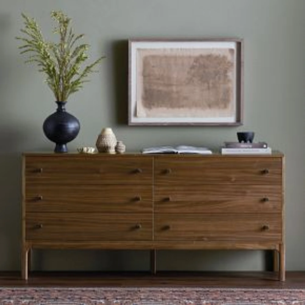 Berriman 6-Drawer Dresser, Natural Walnut, Natural Walnut Veneer