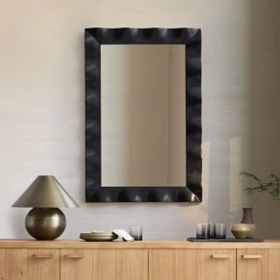 Shaya Wood Wall Mirror, 42" x 28", Black