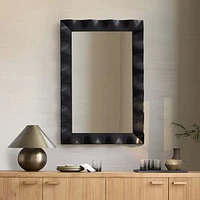 Shaya Wood Wall Mirror, 42" x 28", Black