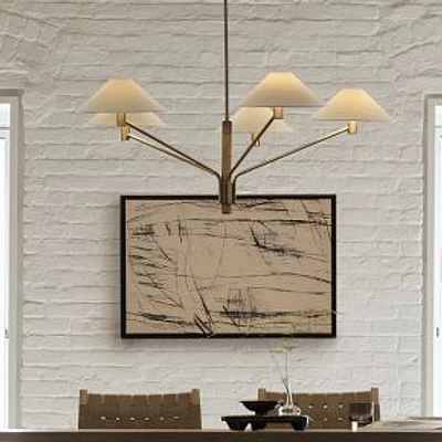 Devon 5-Light Chandelier, Wood, Metal, Paper Shade