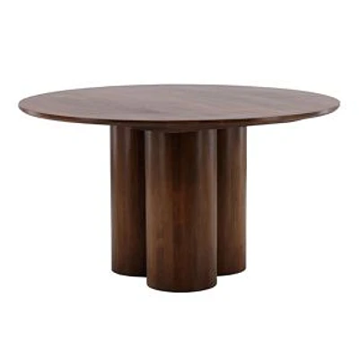 Xhaiden 54" Round Dining Table In Mango Wood, Medium Brown